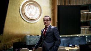 Außenminister Maas  im Hauptquartier der Vereinten Nationen im Saal der UN-Generalversammlung Foto: dpa