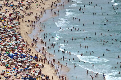 Brasilianische Exotik Keine Panik: Jeder findet Platz am Strand von Leblon  in Rio de Janeiro. Foto: picture alliance / dpa/Antonio Lacerda