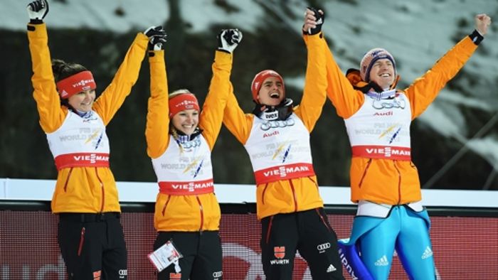 Deutsche Skispringer holen Gold im Mixed