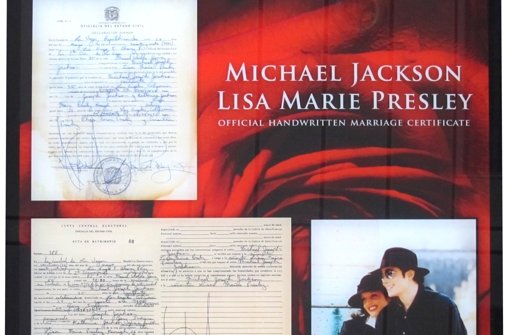 Eine Kopie von Michael Jacksons Heiratsurkunde ist für 36.000 Euro versteigert worden. Foto: United Charity