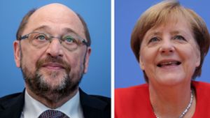 An diesem Sonntag kommt es zum TV-Duell zwischen Martin Schulz und Angela Merkel. Foto: dpa