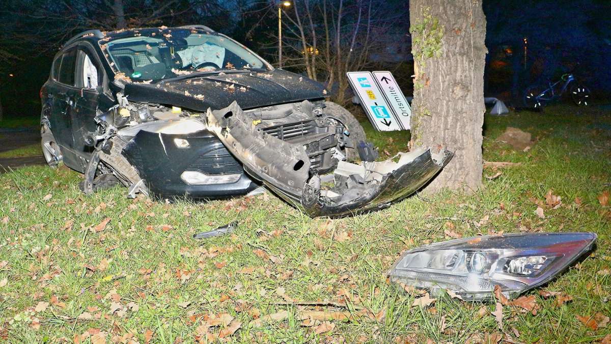 Unfall in Stuttgart-Feuerbach: 19-jähriger Autofahrer prallt gegen Baum – hoher Schaden