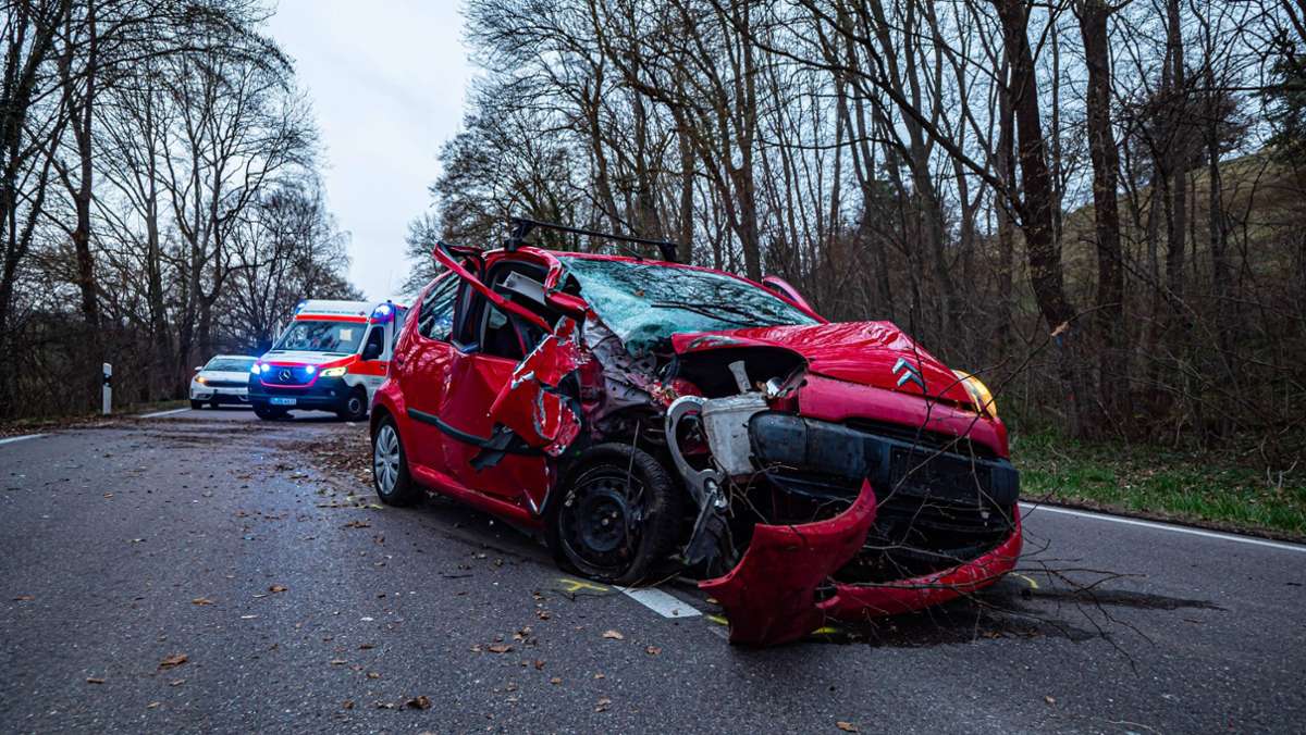 Unfall in Stuttgart-Birkach: 21-jähriger Autofahrer kollidiert mit Baum