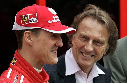 Ein Bild aus besseren Tagen: Michael Schumacher im Jahr 2005 mit dem damaligen Ferrari-Präsidenten Luca di Montezemolo (rechts) Foto: dpa
