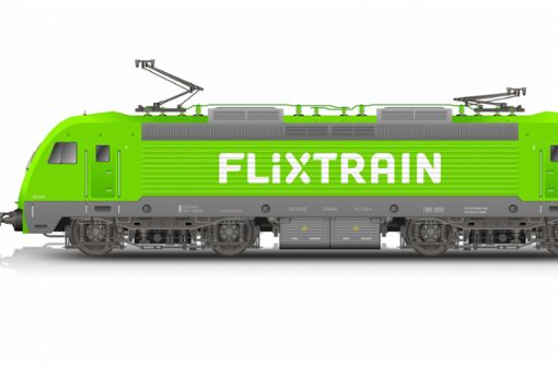 Der Flixtrain ist in einem grellen Grün gehalten. Foto: Flixbus