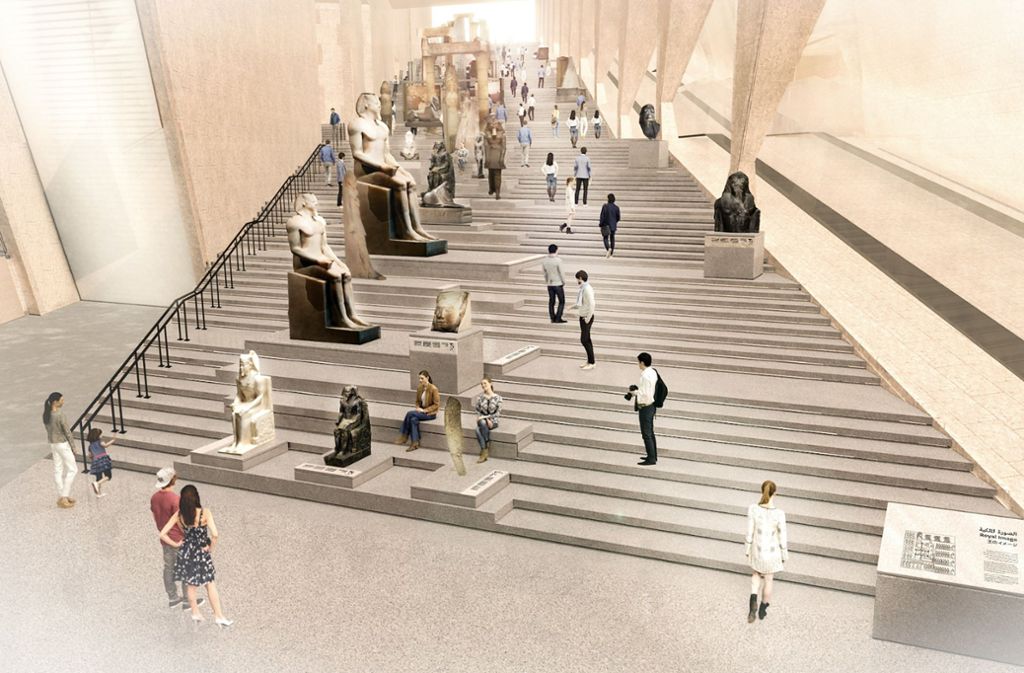 So könnte die von Brückner gestaltete große Treppe  im Grand Egyptian Museum aussehen Foto: Visualisierung: Atelier Brückner