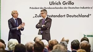 StZ-Chefredakteur Joachim Dorfs im Gespräch mit BDI-Chef Ulrich Grillo. Foto: Lichtgut/Achim Zweygarth