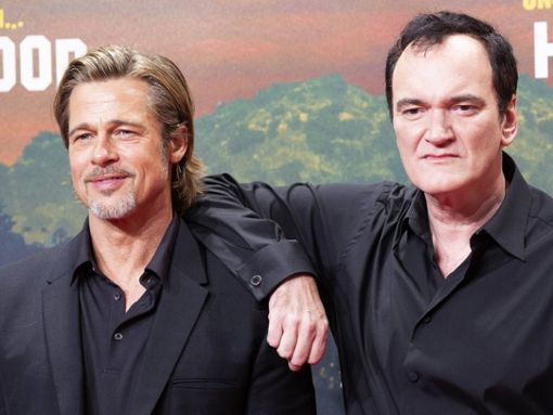Brad Pitt und Quentin Tarantino bei der Premiere von Once Upon a Time ... in Hollywood in Berlin. Foto: imago images/Future Image