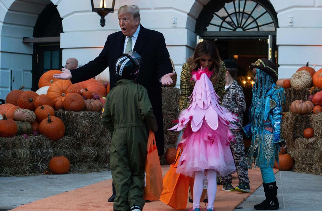 Donald Trump übte selbst für die perfekte Halloween-Grimasse.