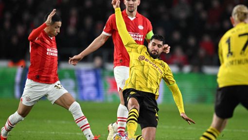 Dortmund hat nach dem 1:1 gegen Eindhoven eine passable Ausgangsposition für das Achtelfinal-Rückspiel. Foto: AFP/JOHN THYS