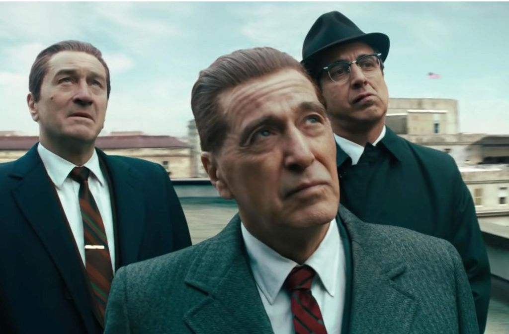 Ernste Herren, teils vom Computer verjüngt: Robert De Niro, Al Pacino und Ray Romano in „The Irishman“ Foto: Netflix