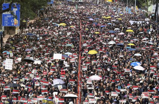 Mehrere hunderttausende Menschen sind in Hongkong wieder auf die Straße gegangen. Foto: dpa