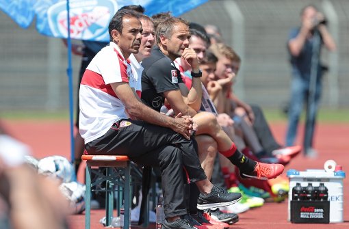 Ganz genau beobachtet VfB-Trainer Jos Luhukay (links) sein Team. Foto: Pressefoto Baumann