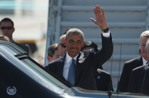 US-Präsident Barack Obama nach der Landung in Hangzhou, wo der G20-Gipfel stattfindet. Foto: AP