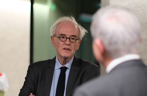 Robert Steegmann im Gespräch mit Innenminister Thomas Strobl. Foto: Innenministerium