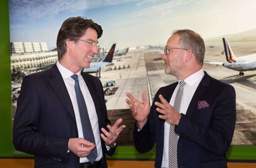 Doppelspitze am Flughafen: Ulrich Heppe (links) und Carsten Poralla für die Airport-Gesellschaft in Stuttgart. Foto: Ines Rudel