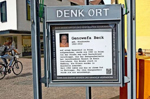 Genowefa Beck lebte seit  1952 in der Stadt Nürtingen. 1940 war sie von den Nazis  verschleppt worden. Foto: Kulturamt Nürtingen