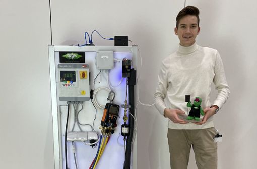 Florian Stupp aus Böblingen mit seinem Kältetechnik-Beitrag Foto: Bitzer Kühlmaschinen GmbH
