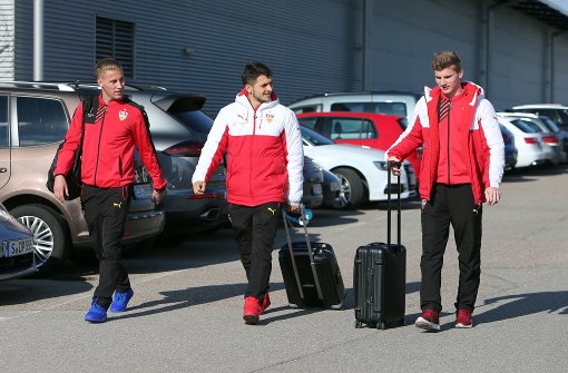 Die VfB-Profis auf dem Weg nach Mallorca Foto: Pressefoto Baumann
