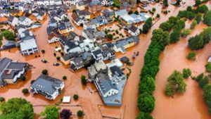 Die Hochwasserkatastrophe wird für den Wahlkampf genutzt. Foto: dpa/Sebastian Schmitt