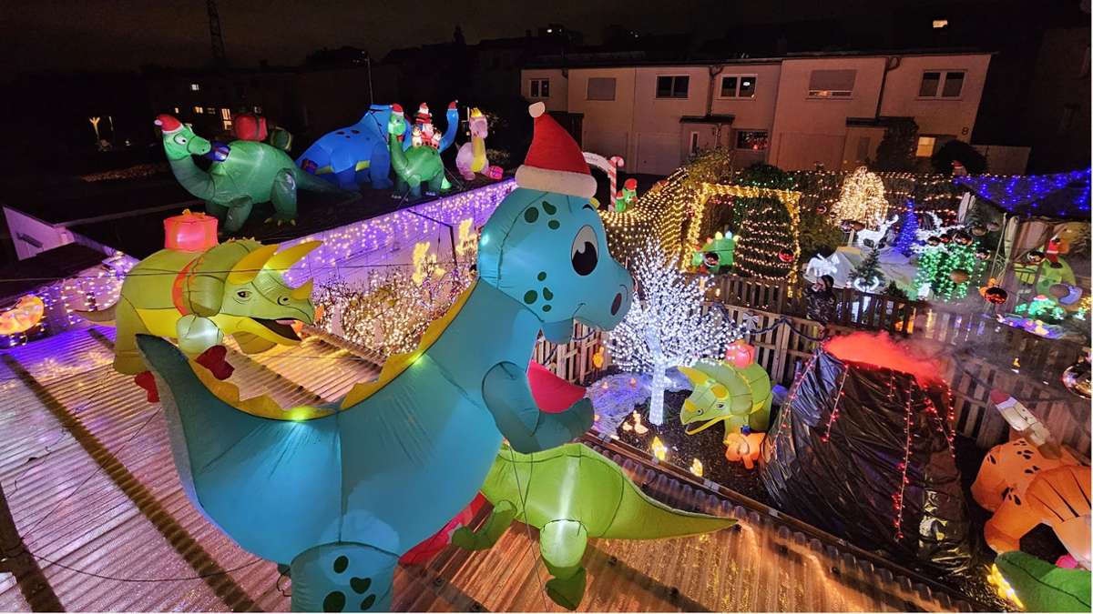 Im Weihnachtswunderland in Asperg dreht sich in diesem Jahr alles um Dinosaurier.