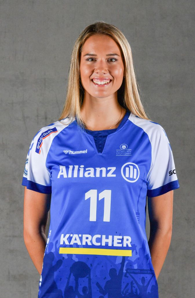 Neuzugang Alexandra Lazic im neuen Heimtrikot der Stuttgarter Volleyballerinnen.