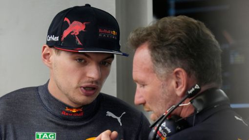 Max Verstappen (l) spricht mit Red-Bull-Teamchef Christian Horner. Ab Mittwoch test die Formel 1 in Bahrain. Foto: Hassan Ammar/AP/dpa