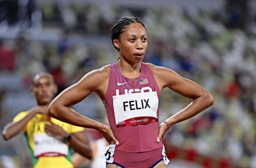 Allyson Felix holte sich die Bronzemedaille über 400 Meter bei den Olympischen Spielen in Tokio. Foto: AFP/JAVIER SORIANO