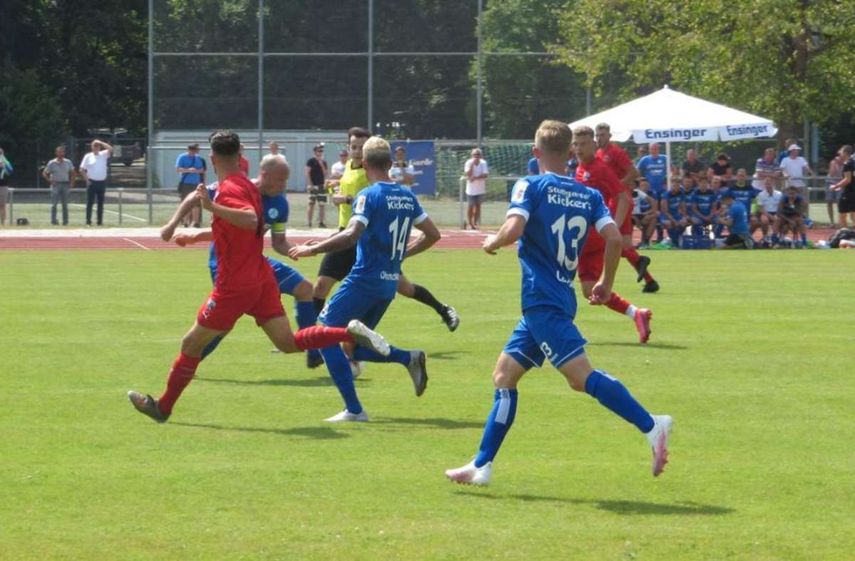 Die Stuttgarter Kickers gewinnen mit 2:1 gegen Ingolstadt II. Foto: Stuttgarter Kickers