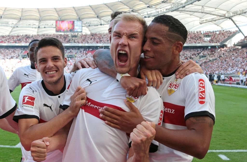Auf solche Jubel-Szenen mit Holger Badstuber werden die Fans des VfB Stuttgart gegen den VfL Wolfsburg verzichten müssen.