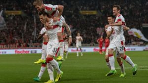 Jubel beim VfB-Stuttgart über den Sieg gegen Union Berlin. Foto: dpa