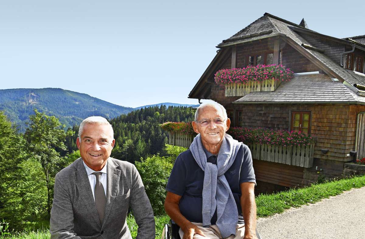 Thomas Strobl und Wolfgang Schäuble trafen sich zum Interview im Schwarzwald auf der Renchtalhütte. Foto: Franziska Kraufmann
