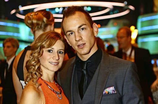 Ringer-Weltmeister Frank Stäbler und seine Verlobte Sandra Foto: Baumann