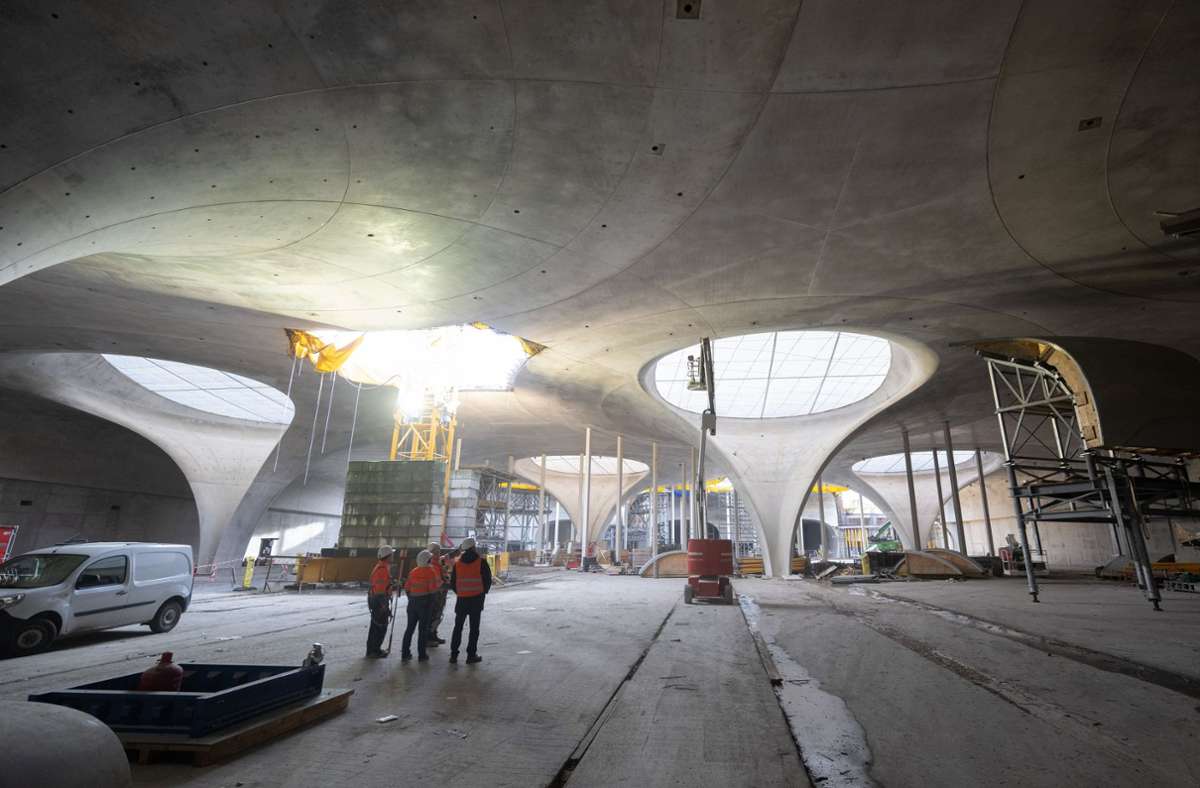 Die Bauarbeiten beim Tiefbahnhof in Stuttgart schreiten voran. Foto: dpa/Bernd Weißbrod