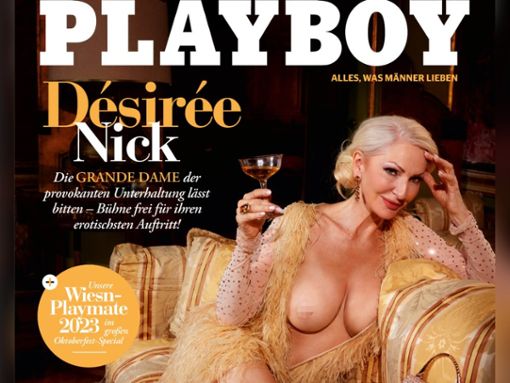 Désirée Nick auf dem Cover der Oktober-Ausgabe des Playboy. Foto: Sacha Höchstetter für PLAYBOY Deutschland Oktober 2023