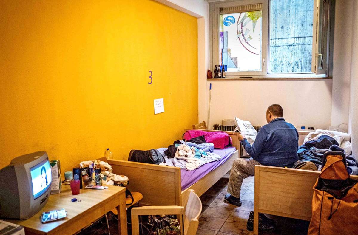 Ein Zimmer im Carlo-Steeb-Haus, einer Notunterkunft für ObdachloseFoto: Lichtgut/Kovalenko Foto:  