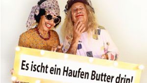 Babs Steinbock spielt  Frau Kächele und Teflon Fonfara die  Frau  Peters Foto: Fonfara