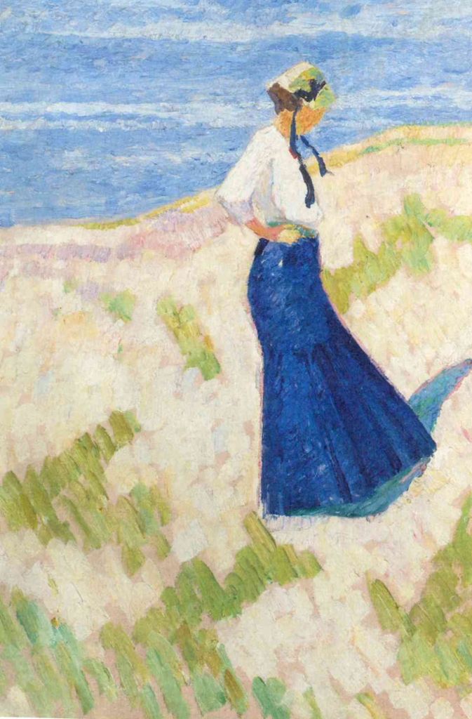 Bernhardine Bornemann am Strand in Heist, 1910Öl auf Leinwand