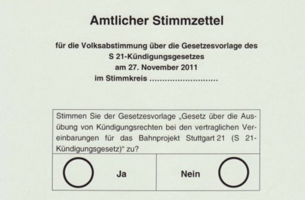 Die Frage auf dem Stimmzettel ... Foto: StN