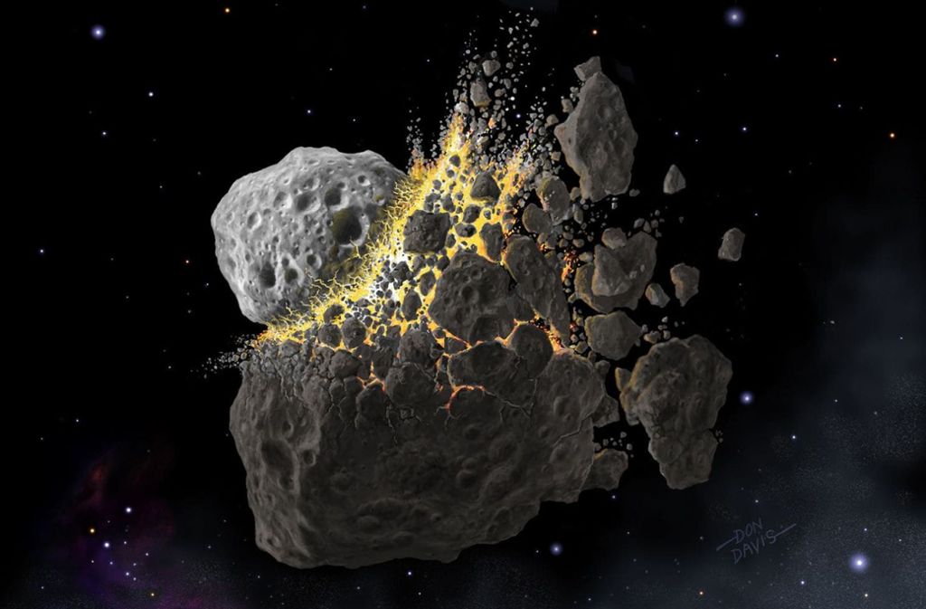 Illustration einer Asteroiden-Kollision.