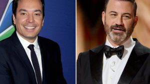 Jimmy Fallon (li.) und Jimmy Kimmel sind ab nächster Woche wieder im US-Fernsehen zu sehen. Foto: Dennis Van Tine/starmaxinc.com/ImageCollect / imago/Picturelux