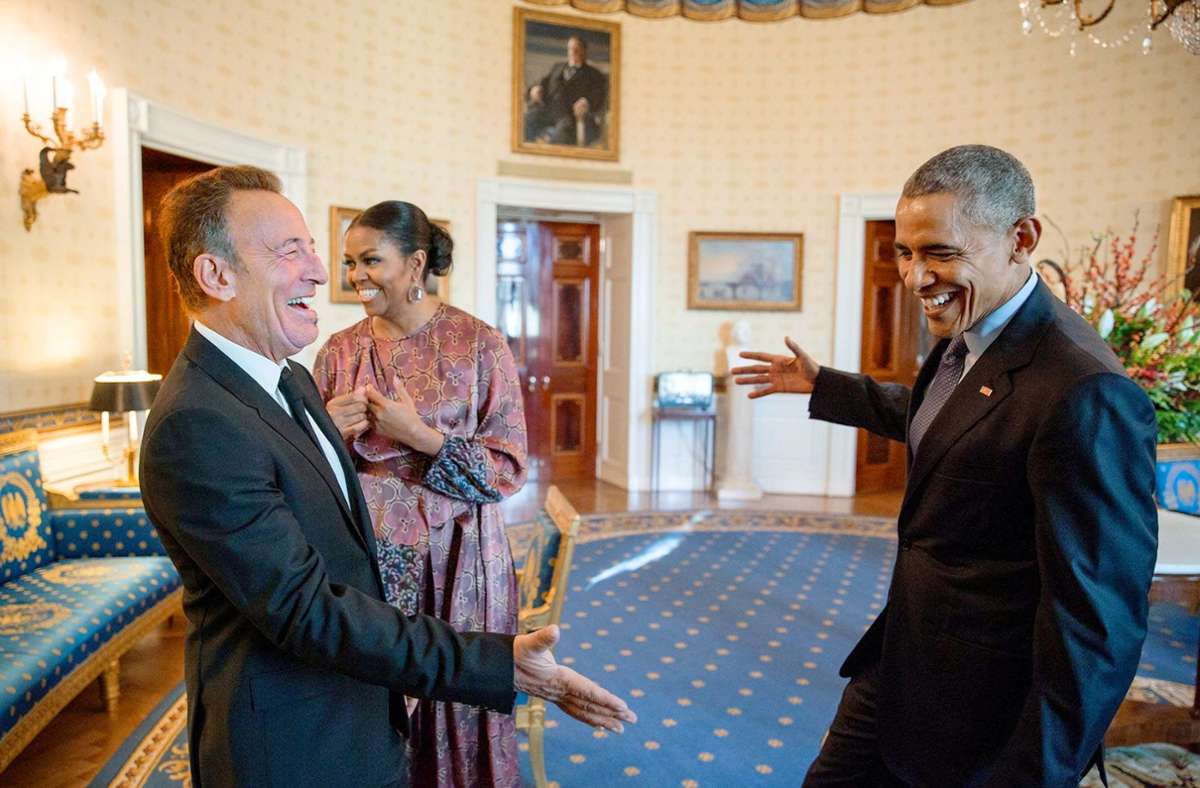 2016 im Weißen Haus: Bruce Springsteen mit Michelle und Barrack Obama Foto: imago/Zuma Press