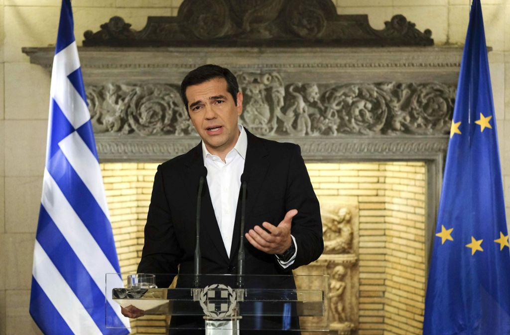 Griechenlands Premier Alexis Tsipras verkündet am Dienstag in Athen einen „guten Deal“ mit dem Nachbarland Foto:  