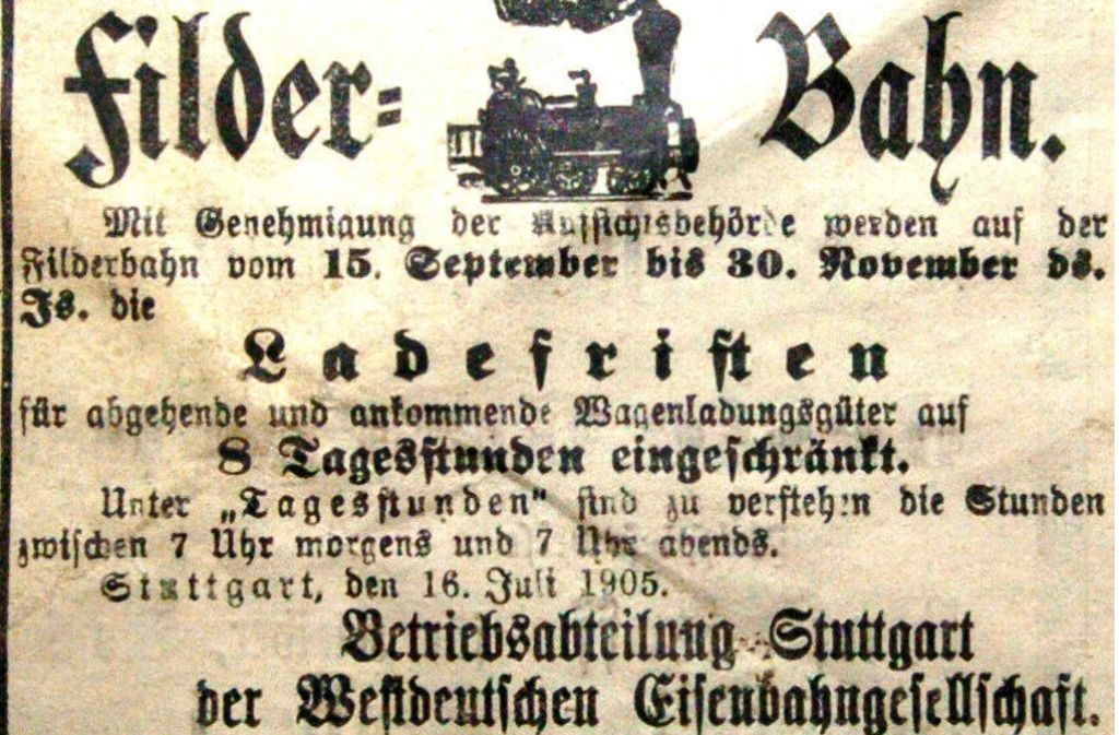 Die Filderbahn war zu Beginn eine private Eisenbahngesellschaft.