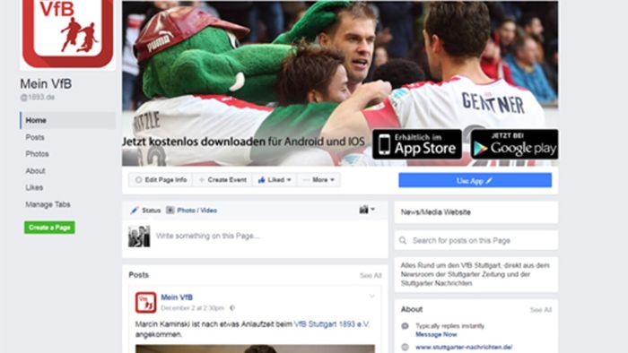 Unser neuer Facebook-Service zum VfB Stuttgart