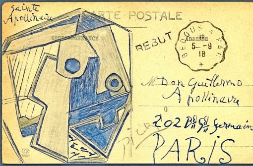 Picassos Karte war für seinen Freund Guillaume Apollinaire bestimmt Foto: Auktionshaus Gärtner