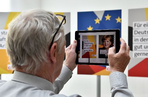 Die CDU präsentiert in Berlin ihre Wahlplakate. Da war die Welt noch in Ordnung. Foto: AFP