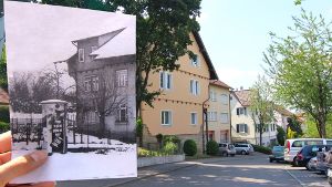 An der Birkheckenstraße 27 schenkte einst die Gaststätte „Kurhaus“ aus. Das Haus steht heute noch, wie der Vergleich der historischen Aufnahme aus dem Jahr 1954 mit der Ansicht aus dem Jahr 2013 zeigt. Foto: Nicole Geißler / privat