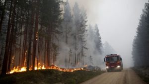 Trockenheit und Sommerhitze haben dazu geführt, dass in Schweden mehr als 50 Waldbrände wüten. Foto: AP