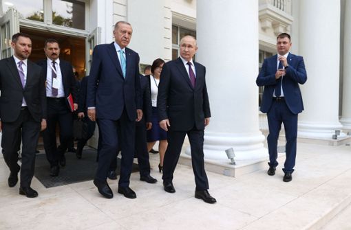 Recep Tayyip Erdogan, Präsident der Türkei, und Russlands Präsident  Wladimir Putin in Sotschi. Foto: AFP/SERGEI KARPUKHIN